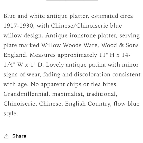Blue Willow Antique Platter - Picture 6 of 6